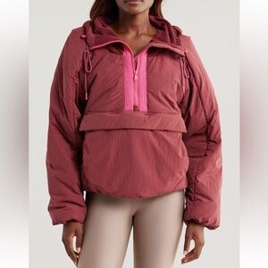 NWT FP Movement In A Pillow Water Resistant Packable Puffer Anorak Sour Cherry